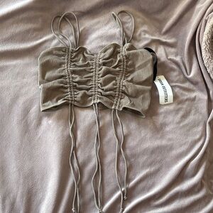 Urban Outfitters Tan Ruched Crop Top
